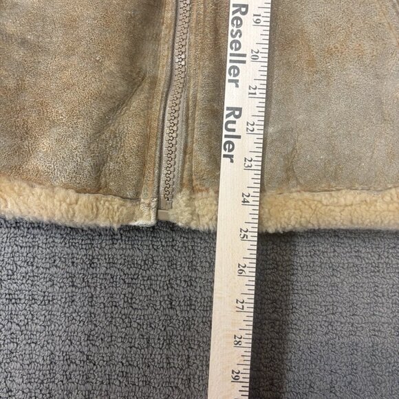 Vintage Tiptop Coat Medium Beige Sheepskin Shearling Wool Zip Up Outerwear Worn - Picture 6 of 16